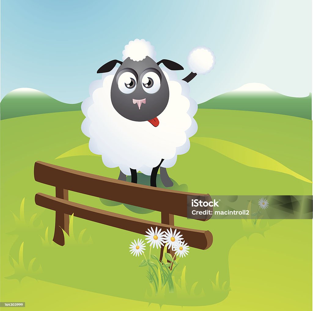 Owca za barierę pojedynczą - Grafika wektorowa royalty-free (Farma owiec)