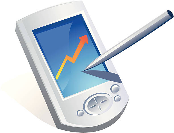 Pocket PC and pen vector art illustration