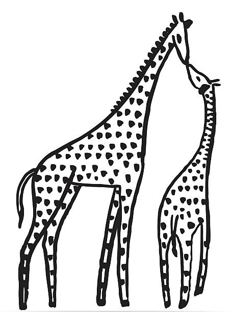 Giraffes Mother and baby Giraffes giraffe calf stock illustrations