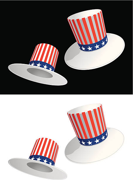 Two USA hats with stripes and stars vector art illustration