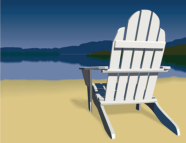 Cadeira Adirondack cena - ilustração de arte vetorial