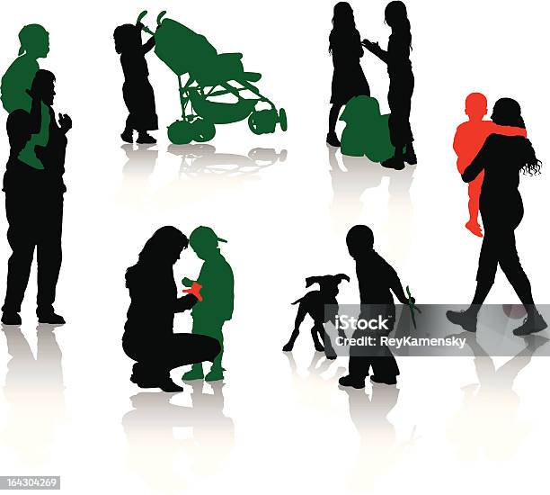 Family Silhouette Stock Illustration - Download Image Now - Family, Walking, Adult