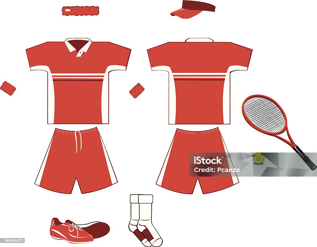 Completa attrezzatura per il Tennis - arte vettoriale royalty-free di Abbigliamento