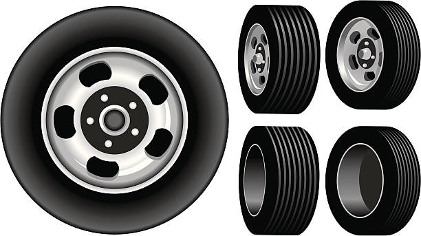 レトロな車 - old tire点のイラスト素材／クリップアート素材／マンガ素材／アイコン素材