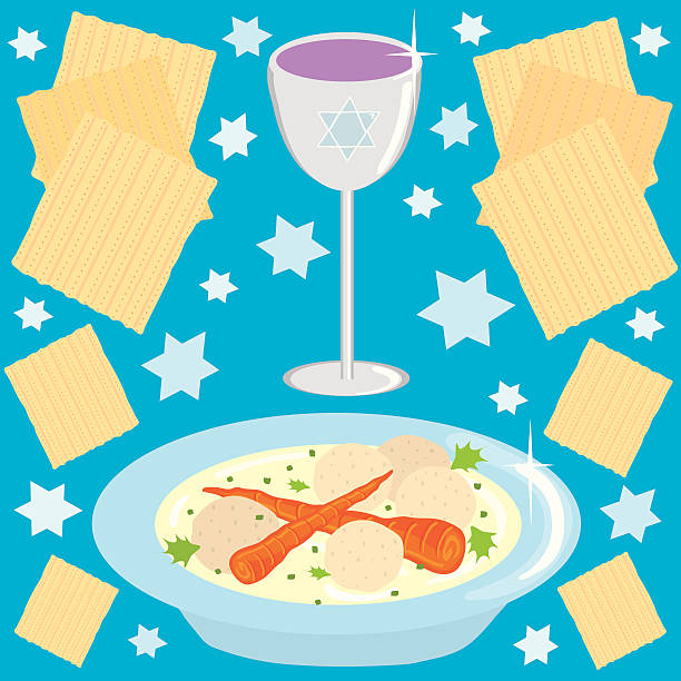 ilustraciones, imágenes clip art, dibujos animados e iconos de stock de sopa de bola de matzo vinos y comida kosher - matzo soup passover judaism