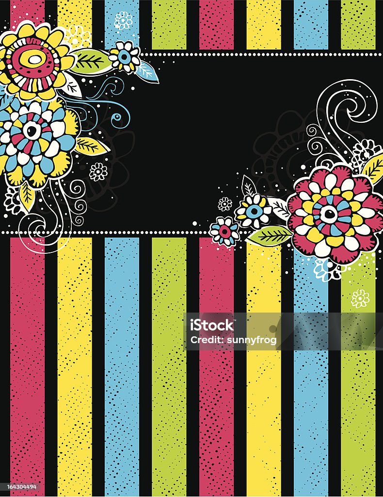 Color Background Hand Draw Hand Draw Flowers On Color Stripe Background Stock Illustration ...