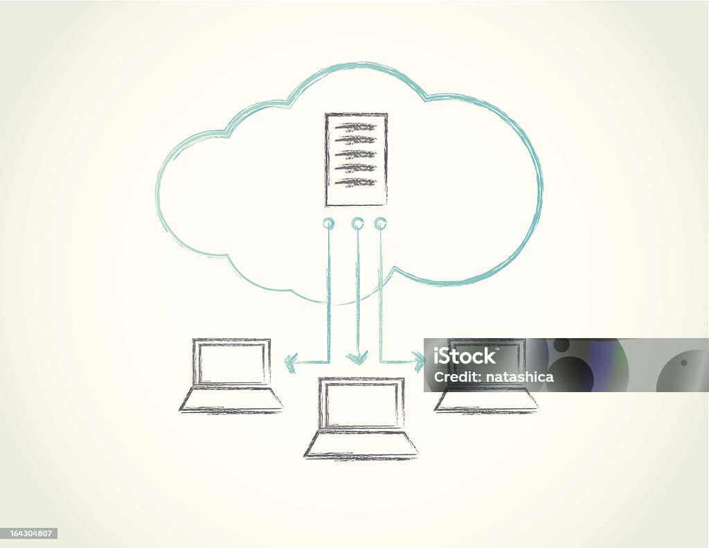 Nuage informatique concept - clipart vectoriel de Centre de traitement de données libre de droits