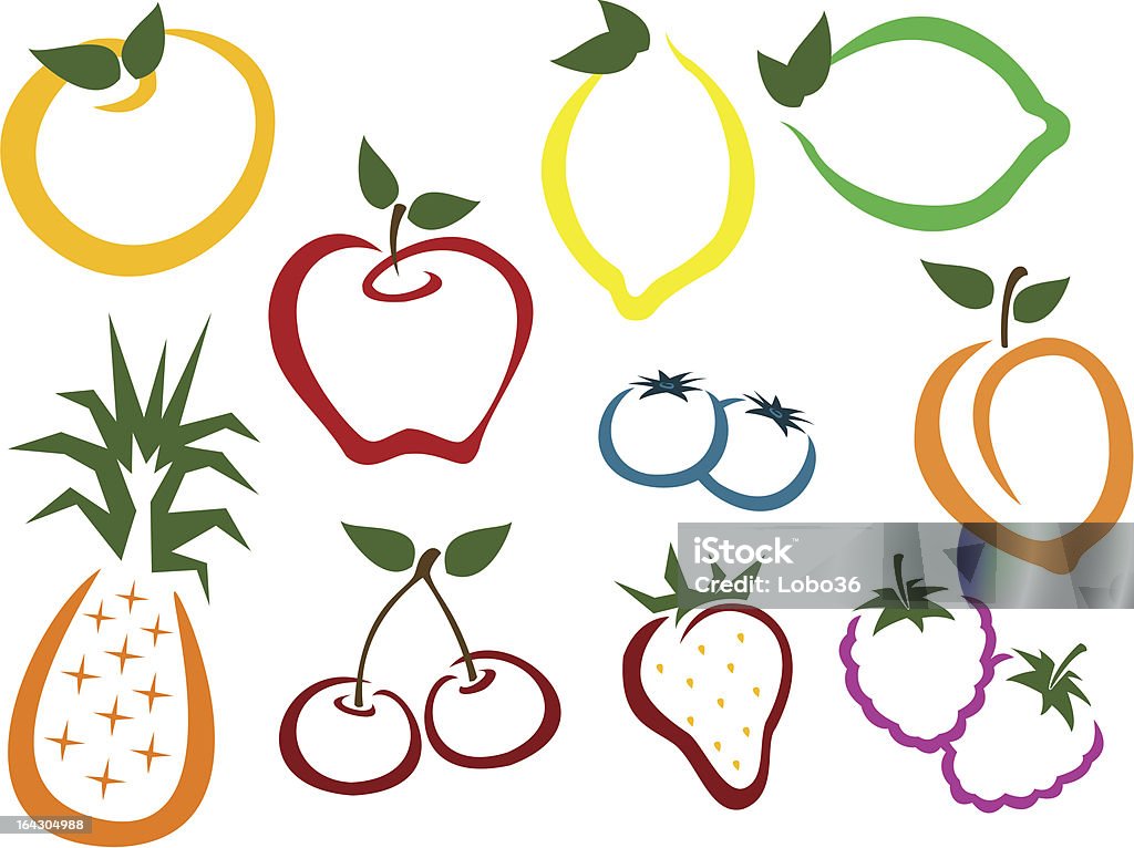 Frutas e Berry ícones - Royalty-free Agricultura arte vetorial