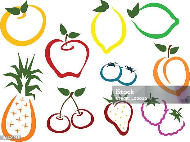 Frutas E Berry Ícones - Arte vetorial de stock e mais imagens de Agricultura - Agricultura, Ananás, Cereja