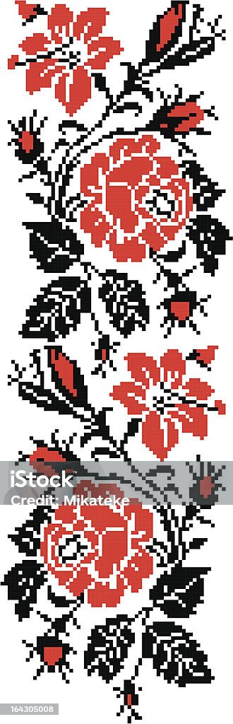 patternUA_bigRose "Color vector image of flowers (roses) using traditional Ukrainian embroidery elements. Can be used as pixel-art. (.eps, .ai)" Cross-Stitch stock vector