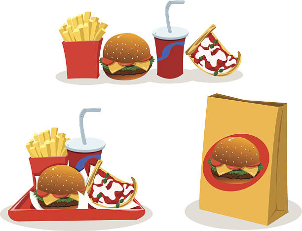 テイクアウトの食べ物 - toast fast food plate food点のイラスト素材／クリップアート素材／マンガ素材／アイコン素材