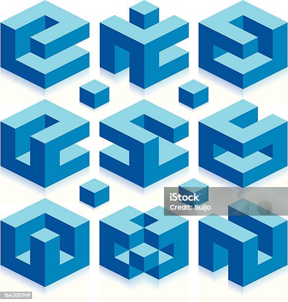 Designelemente Stock Vektor Art und mehr Bilder von Abstrakt - Abstrakt, Blau, Block - Form