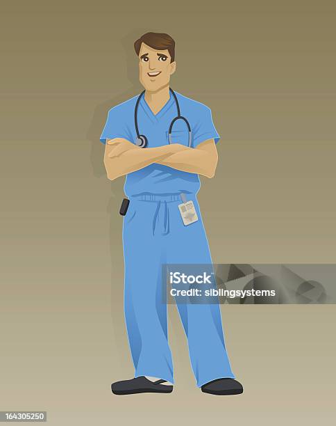 Vetores de Médico Esfoliações e mais imagens de Enfermeiro - Enfermeiro, Sorrindo, Uniforme Hospitalar