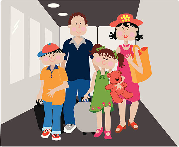 Family Vacation vector art illustration