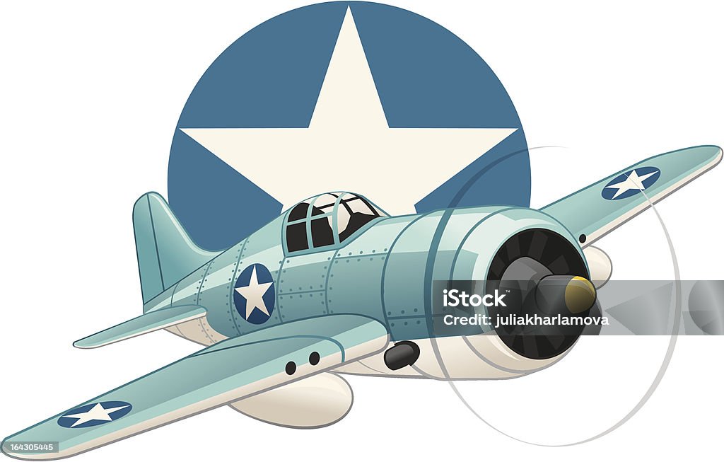 U.S. WW2 plane on air force insignia background United states WW2 navy fighter airplane on USAF insignia background Airplane stock vector