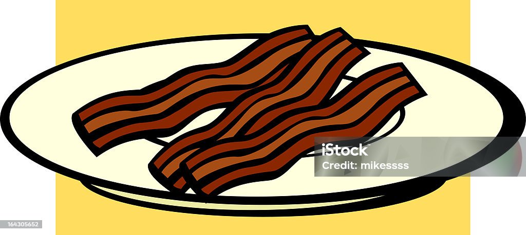 bacon em um prato - Vetor de Alimentação Não-saudável royalty-free