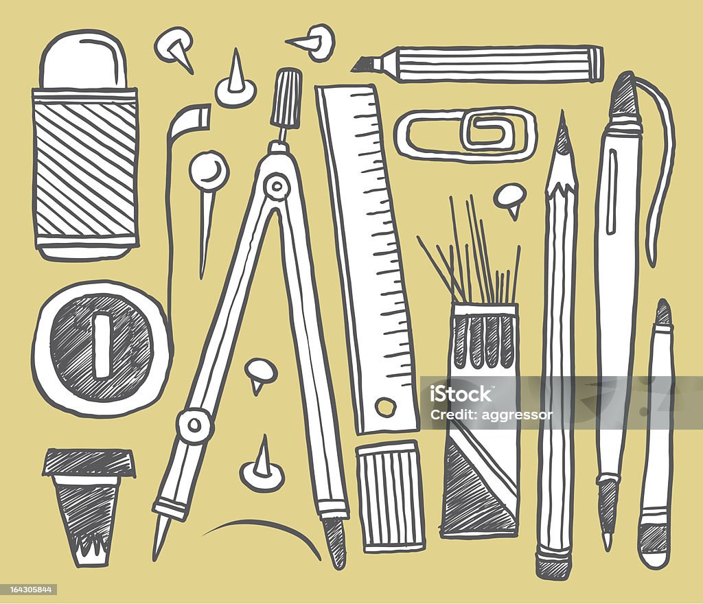 hand-drawn stationery hand-drawn stationery icon set Arts Culture and Entertainment stock vector