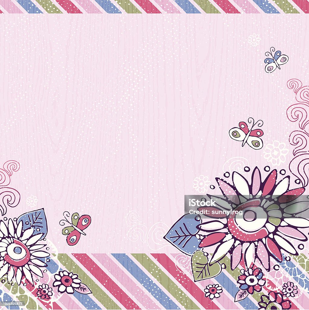 Main dessiner des fleurs sur fond rose - clipart vectoriel de Abstrait libre de droits