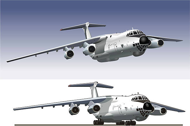 商業 freighter - military transport airplane点のイラスト素材／クリップアート素材／マンガ素材／アイコン素材