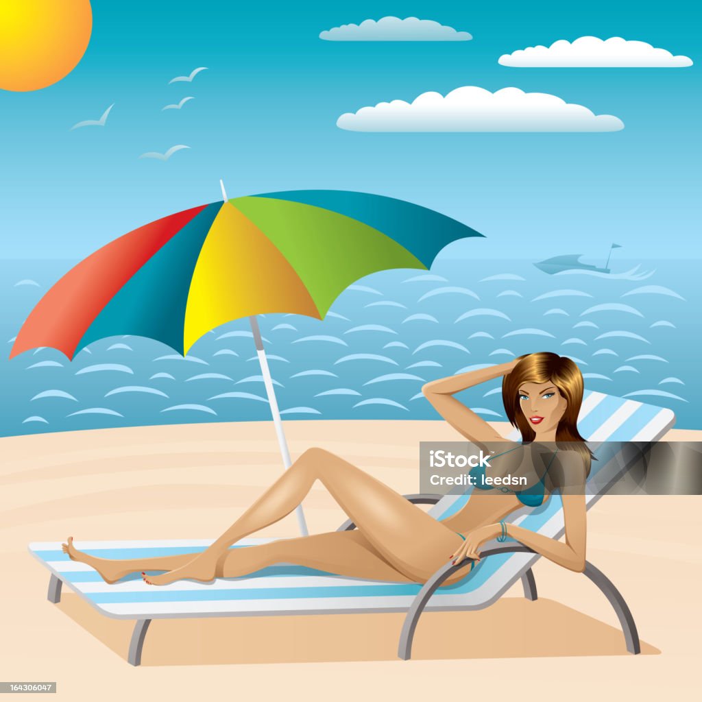 sexy kobieta w bikini na pla�ży - Grafika wektorowa royalty-free (Bikini)