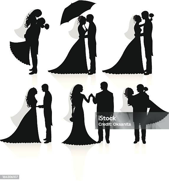 Newlywed Stock Illustration - Download Image Now - Wedding, In Silhouette, Cut Out