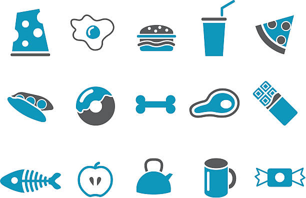 ilustraciones, imágenes clip art, dibujos animados e iconos de stock de conjunto de iconos de comida - bonefish