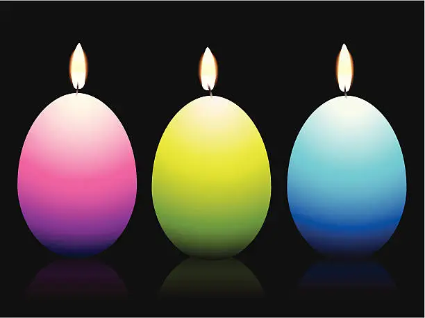 Vector illustration of Three colorful candles-eggs