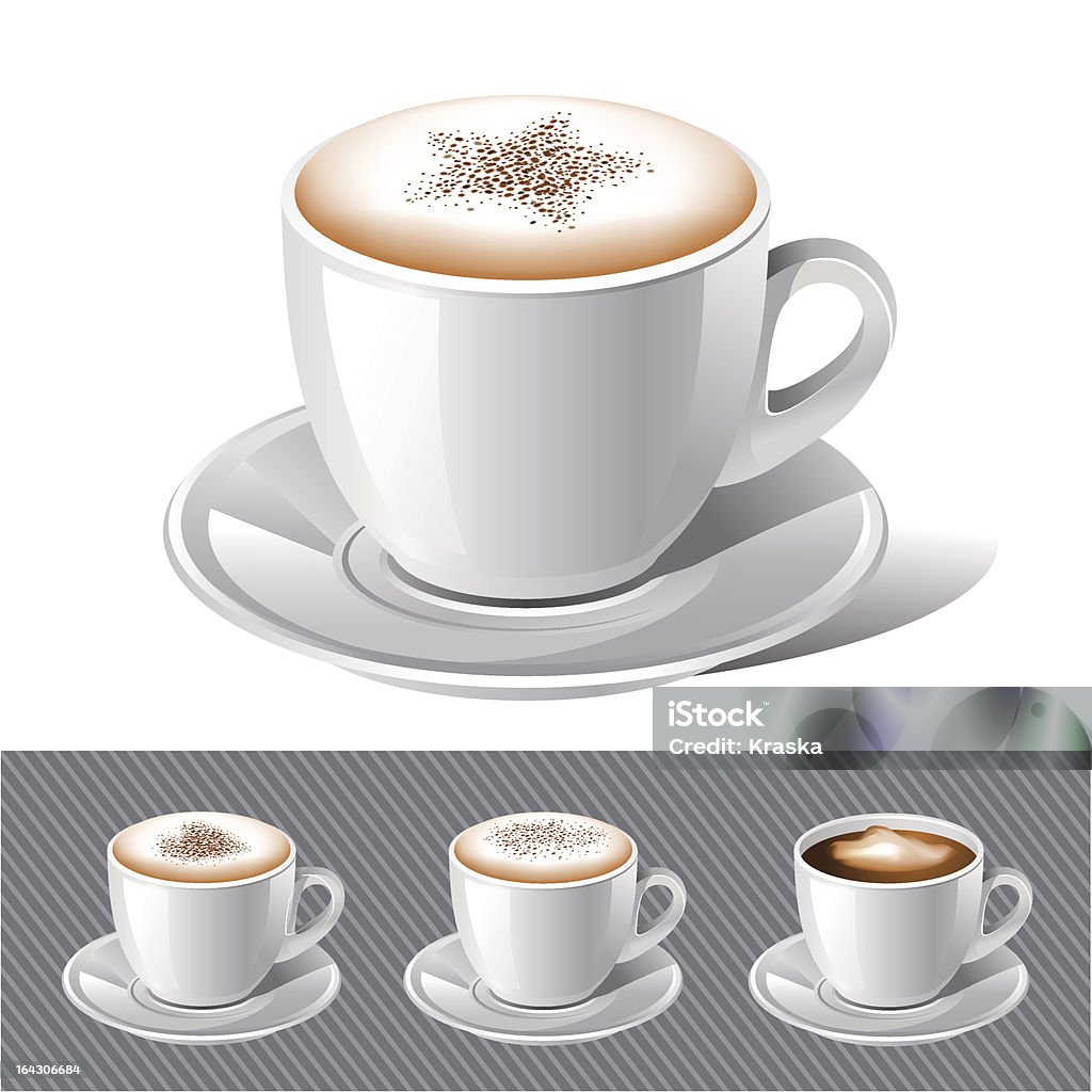 Café et expresso images sur un fond gris - clipart vectoriel de Aliments et boissons libre de droits