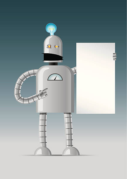 ilustraciones, imágenes clip art, dibujos animados e iconos de stock de robot - announcement message robot public speaker message