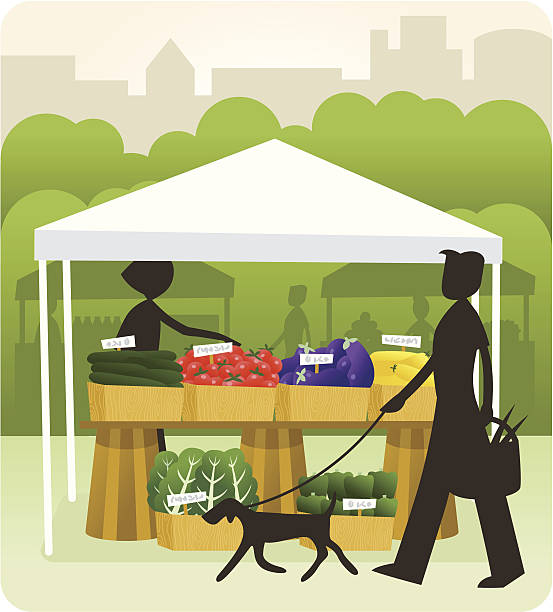 illustrazioni stock, clip art, cartoni animati e icone di tendenza di aperto farmer's market - farmers market agricultural fair agriculture beet