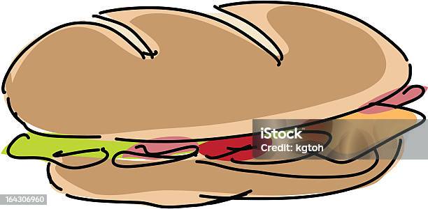 Sandwich Illustration Dessinés À La Main Esquisse Lineart Look Vecteurs libres de droits et plus d'images vectorielles de Aliment émincé