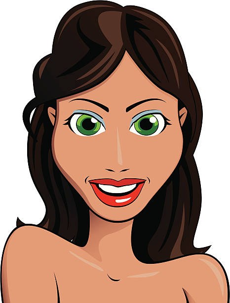 Beautiful brunette girl vector art illustration