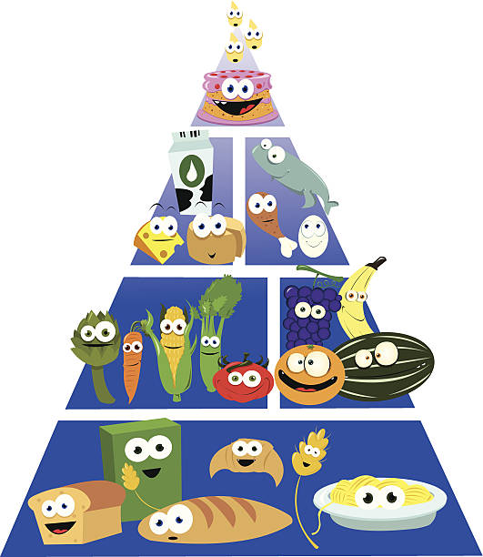 Funny Food Pyramid vector art illustration