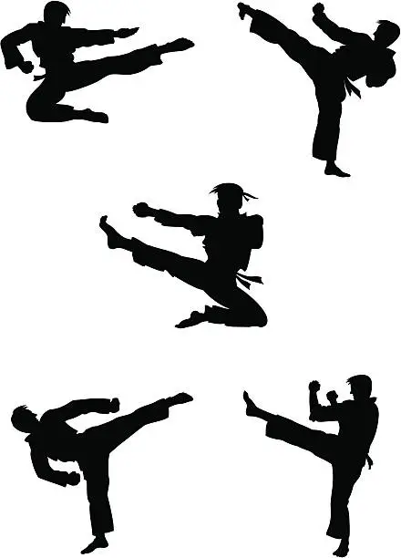 Vector illustration of Karate fighters silhouettes