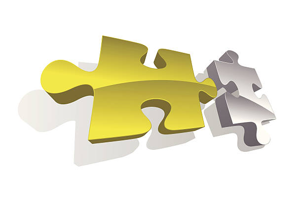ilustrações de stock, clip art, desenhos animados e ícones de ilustração de ouro e prata piec'puzzle' - www jigsaw piece internet solution