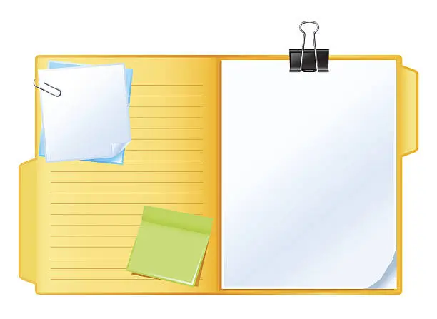 Vector illustration of folder with papers
