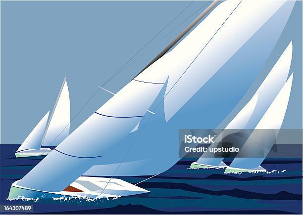 Ilustración de Sailing Regatta Yates Con Blanco Sails Ver El Viento y más Vectores Libres de Derechos de Regata