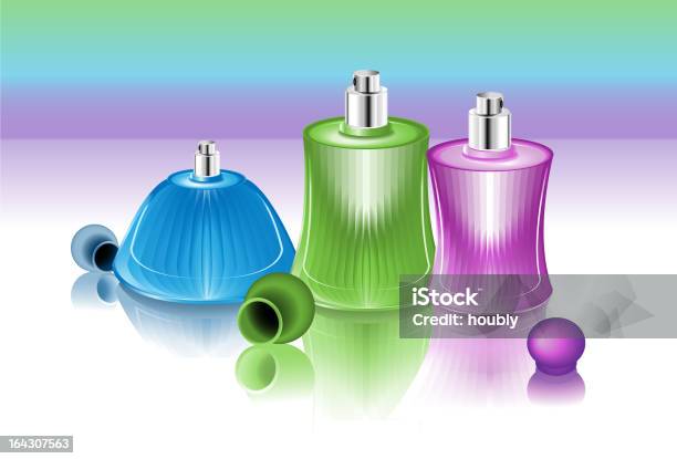 Three Perfume Bottles Stock Illustration - Download Image Now - Beauty, Blue, Bottle