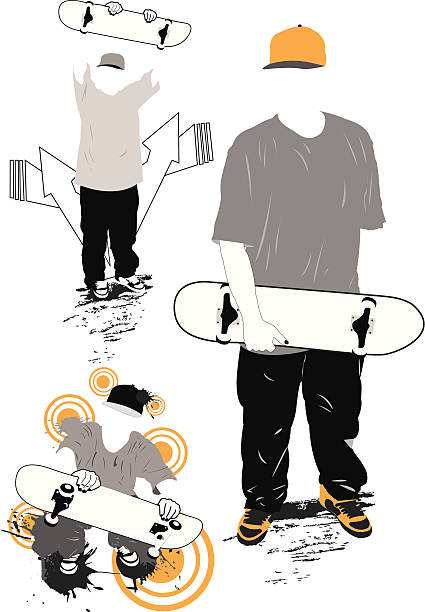 Praticantes de skate - ilustração de arte em vetor