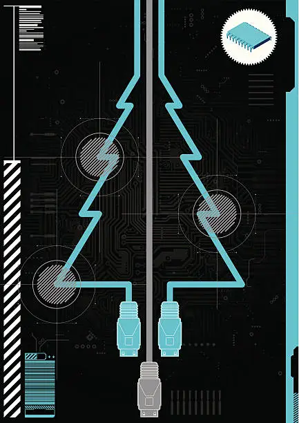 Vector illustration of Christmas Greetings card for a technology company.