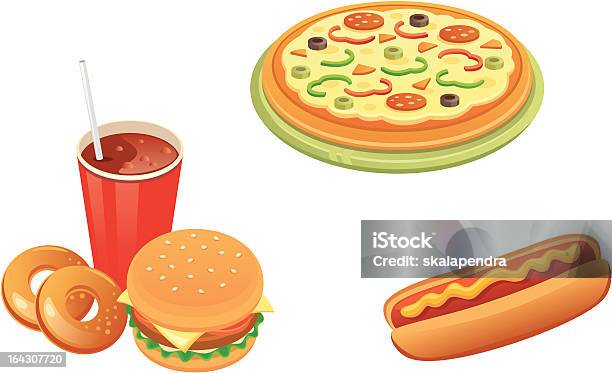 Fast Food - Stockowe grafiki wektorowe i więcej obrazów Białe tło - Białe tło, Cheeseburger, Cola