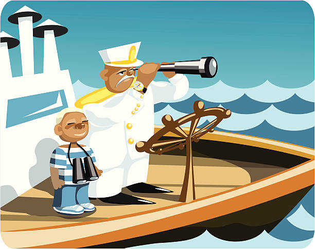 captain and ship's boy captain and ship's boy / succession / navigation sequence dress stock illustrations