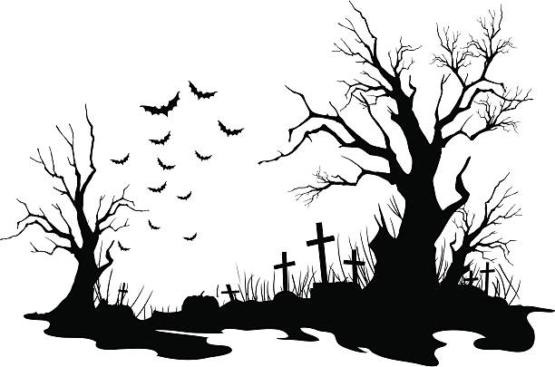 ilustrações de stock, clip art, desenhos animados e ícones de fundo de dia das bruxas - cemetery