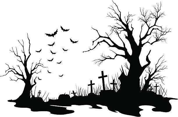 хэллоуин фон - cemetery stock illustrations