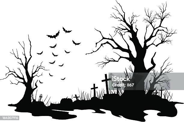 Halloween Background Stock Illustration - Download Image Now - Halloween, Cemetery, Tree