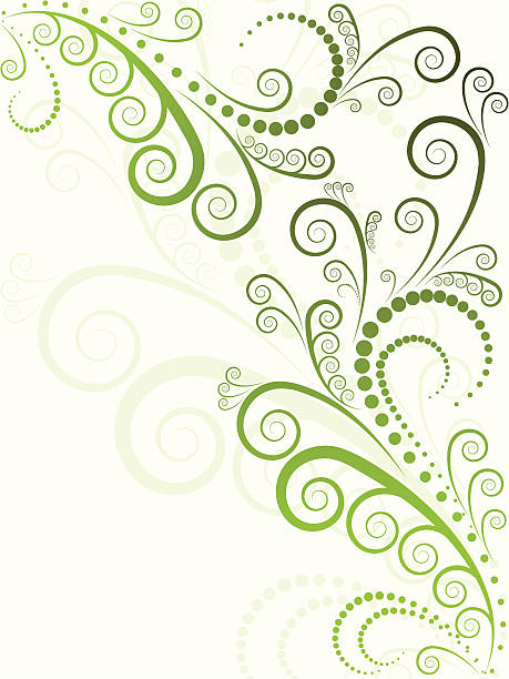 Fleuri vert sur fond blanc - Illustration vectorielle