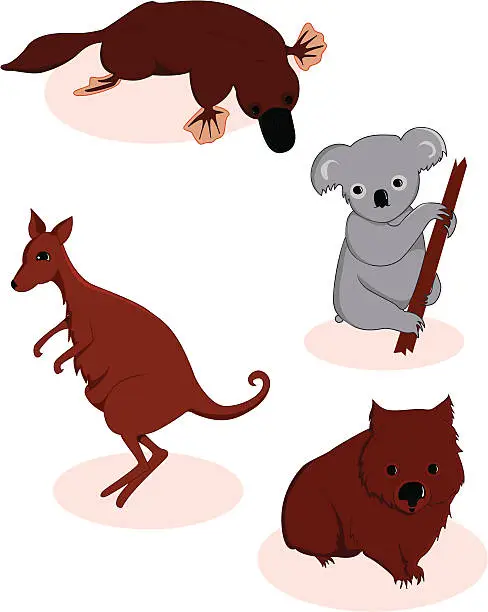 Vector illustration of collection of australian animals