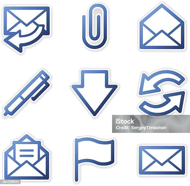 Ilustración de Email Iconos Serie Contorno Azul y más Vectores Libres de Derechos de Actualización - Comunicación - Actualización - Comunicación, Actualización de software, Azul