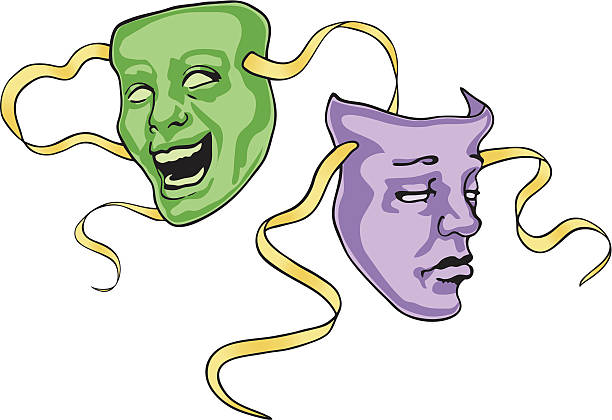 Comedy and Tragedy Masks vector art illustration