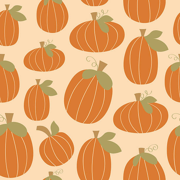 Autumn Pumpkins Seamless Background Pattern vector art illustration